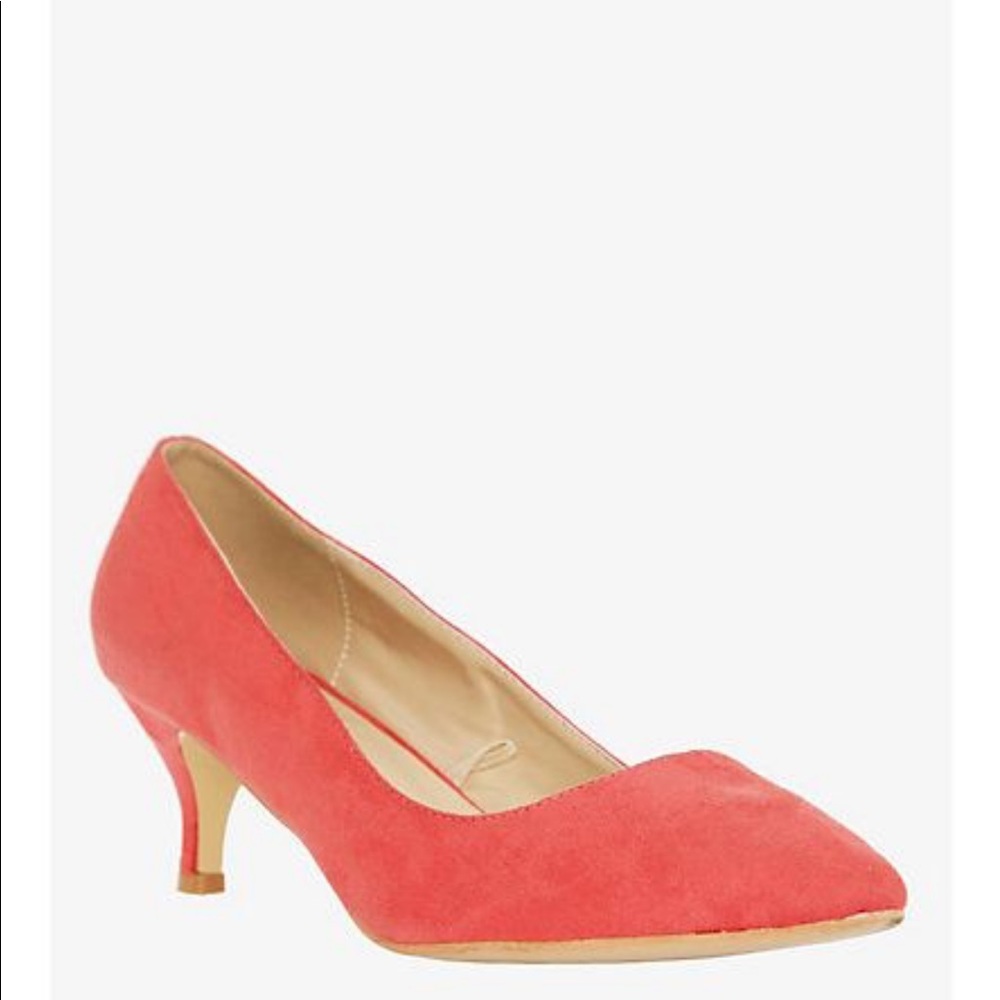 torrid Coral Suede Pointed-Toe Kitten Heels